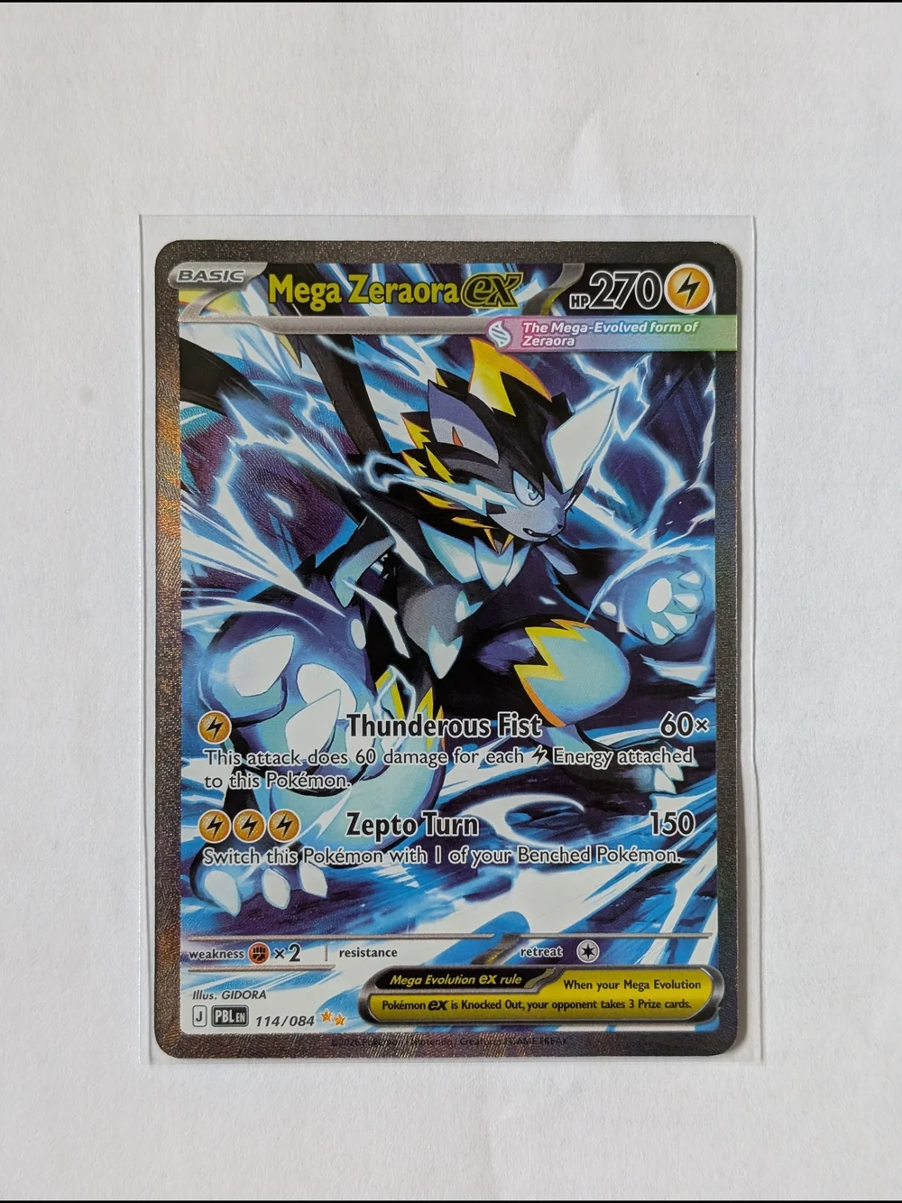 Mega Zeraora ex Pokemon Card 114/084 Holofoil Near Mint